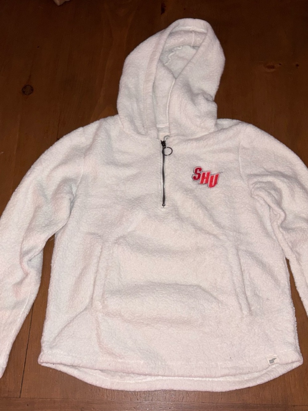 Sacred Heart University White Fleece Sherpa Quarter-Zip Pullover